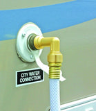 Camco 90 Degree Hose Elbow- Eliminates Stress and Strain On RV Water Intake Hose Fittings, Solid Brass (22505)